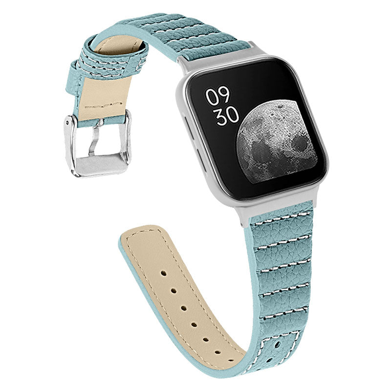 Top Layer Cowhide Genuine Leather Stylish Wave Texture Wrist Band Replacement Smart Watch Strap with Buckle for Oppo Watch 41mm Top Layer Cowhide Genuine Leather Stylish Wave Texture Wrist Band Replacement Smart Watch Strap with Buckle for Oppo Watch 41mm